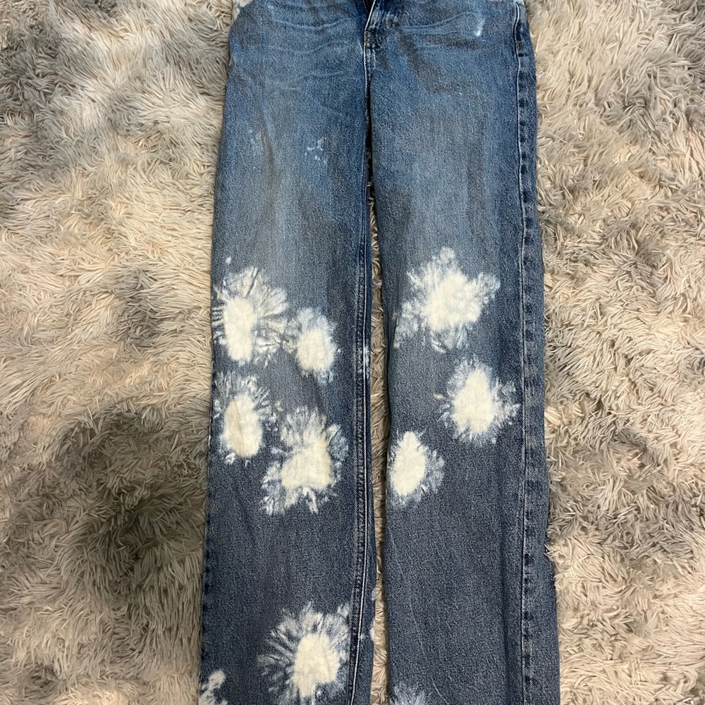 PacSun Blue Flare Wide Leg Jeans Distressed